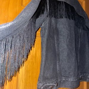 Levi denim fringed jacket